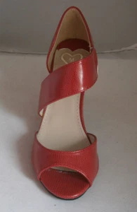 MADELINE JOCELYN RED SLIP ON STYLISH SHOES PUMPS OPEN TOE 6 6.5 FORMAL OR FUN  - Picture 1 of 5