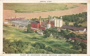 Postcard Port Wentworth GA Aerial View Plant Savannah Sugar Refining Corporation - Bild 1 von 2