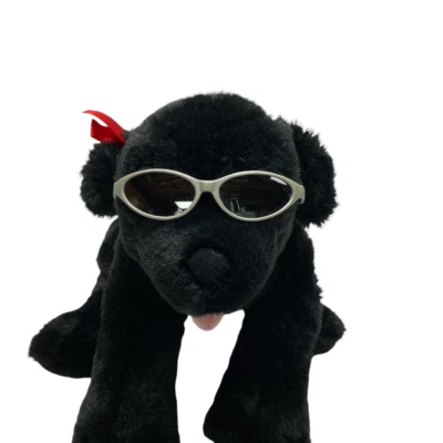 Build a Bear Workshop Black Lab With Sunglasses Plush Toy Red Ribbon BABW - Image 1 of 4