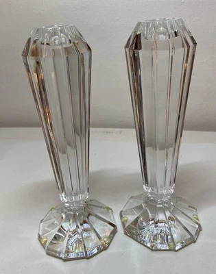 2 Vintage Orrefors Heavy Crystal 8.5" Candlesticks Candle Holders - Image 1 of 4