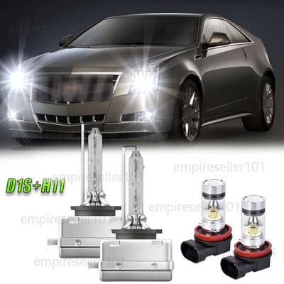 For 2008-2013 Cadillac CTS-D1S+H11 LED Headlight HID Hi/Lo Beam+Fog Light White - Image 1 of 4