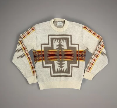 Vintage 70s PENDLETON Chief Joseph Harding Aztec Sweater Wool Size Large - Image 1 of 4