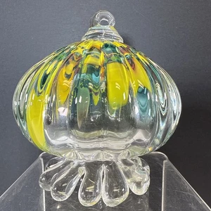 Glass Blown  Blue Yellow Pink  Jellyfish Air Planter - Picture 1 of 9