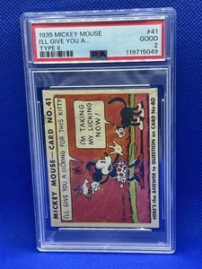 1935 Mickey Mouse Gum #41 Type II I'll Give You A Licking... PSA 2  Disney - Picture 1 of 2