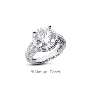 Anillo de compromiso clásico de oro blanco con diamantes naturales redondos de 6,78 quilates G SI2 - Imagen 1 de 3
