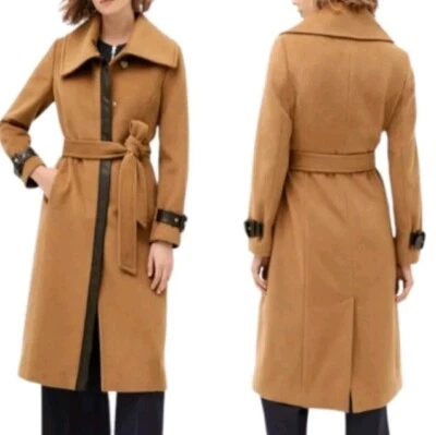 Gabardina Cole HAAN Signature mezcla de lana imitación cuero con cinturón  Foto 1 de 4