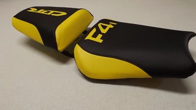 HONDA 01/02/03 CBR600 F4i BLACK/YELLOW CUSTOM FRONT & REAR SEAT COVERS - Image 1 of 4