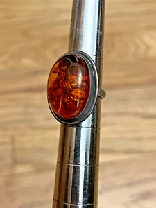 Vintage Sterling Silver Baltic Amber Ring Size 6 💗 - Picture 1 of 7
