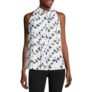 Worthington Sleeveless Tie Neck Blouse Size PS, PM, PXL New Flutter   - Picture 1 of 1