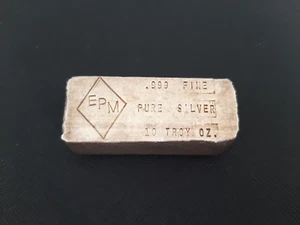 Vintage EPM 10 troy oz .999 silver poured bar - Picture 1 of 5