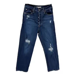 Jeans Levi elasticizzati alla caviglia dritti taglia 26 scuri lavati effetto invecchiato D3 - Foto 1 di 8