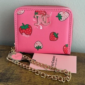 NWT Juicy Couture Sweet Juicy Pink Lemonade Strawberry Wallet Wristlet Gold - Picture 1 of 4