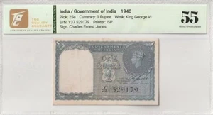 1940 India 1 Rupee Pick#25a 55 About UNC - Picture 1 of 2