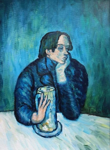 Fine unique Blue period painting – Portrait of a man, signed Pablo Picasso w COA - Picture 1 of 9