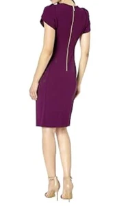 CALVIN KLEIN SHEATH DRESS, UNIQUE TULIP SLEEVE, PURPLE, SIZE 4 NWT - Picture 1 of 5
