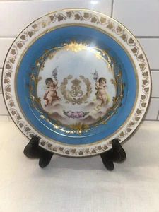 Antique 19th Century Sevres Chateau Des Tuileries France Plate w Cherubs 8” - Picture 1 of 8