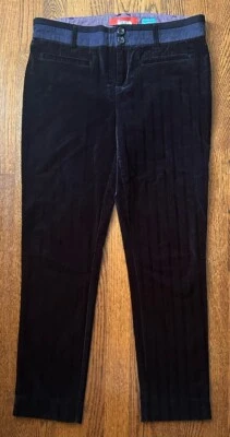 CARTONNIER Anthropologie Black Stretch Velvet Charlie Ankle Trouser Crop Pants 8 - Image 1 of 4
