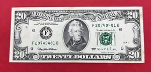 VINTAGE SERIES 1995 $20 DOLLAR BILL FEDERAL RESERVE NOTE F 20749481 B - Picture 1 of 4