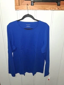 Camiseta Talbots Algodón Manga Larga Sólida Cuello Redondo Nueva con Etiquetas Azul Talla L - Imagen 1 de 4