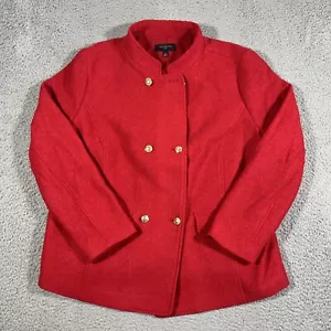 Blazer TALBOTS 18W Mezcla Lana Hervida Mandarina Doble Pecho Abrigo Chaqueta Rojo - Imagen 1 de 8