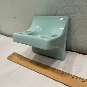 VTG Jadeite Seafoam Green Ceramic Tile-In Wall Mount Bathroom Toothbrush Holder - Picture 1 of 6