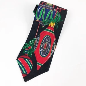 Holidays by MMG Mens Necktie Black Christmas Ornaments Fashion Holiday Gift - Picture 1 of 7