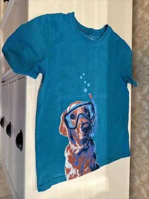 Camisa Top LL Bean Niños Talla 8 Manga Corta Perro Snorkel Manga Foto 1 de 4