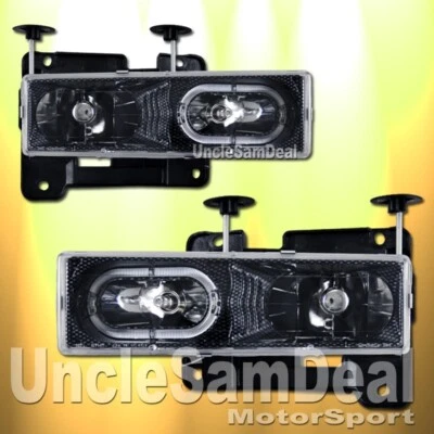 FOR C/K SUBURBAN TAHOE CARBON FIBER LOOK CCFL HALO RIM ANGEL EYE HEADLIGHTS PAIR - Image 1 of 2