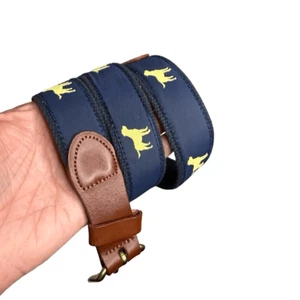 Leatherman Limited Navy with Yellow Dog, and Brown Leather size 32 Men's Belt - Picture 1 of 4