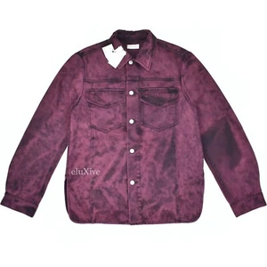 NWT $880 Dries Van Noten Bordeaux Red Dyed Denim Trucker Jacket Mens L AUTHENTIC - Picture 1 of 9