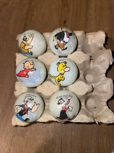 RARE Set of 6 Hearst KFS Popeye Characters Iridescent 7/8" Glass Marbles Brutus - Picture 1 of 6