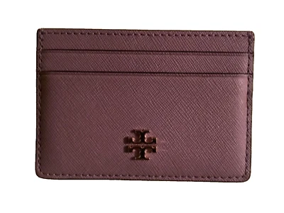 Portatarjetas de crédito Tory Burch delgado de cuero 4+ púrpura claro Foto 1 de 3