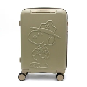 Snoopy Khaki Travel Luggage Carry on Suitcase Spinner TSA Lock 22" HAP2285-49 - Picture 1 of 16