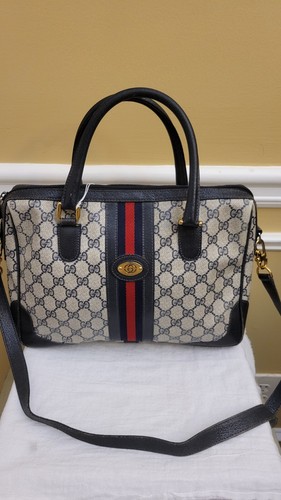 Borsa a mano Gucci Navy "GG" Supreme Ophidia rivestita in tela