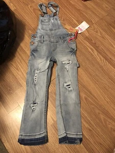 Justice Girls Denim Destroyed Overalls Size 6 Slim NWT - Picture 1 of 4