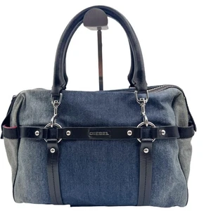 DIESEL 3-Way Denim Shoulder Clutch Bag Indigo Blue Leather Crossbody Authentic - Picture 1 of 19