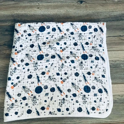 Bebe au Lait Thick Blanket Muslin Snuggle Space Astronauts (STAINS PLEASE READ) - Image 1 of 4