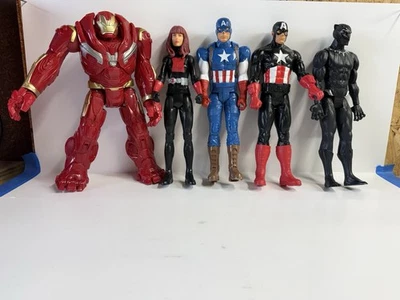 Lot Of 5 Marvel 12-inch Action Figures Black Panther, Spider Man, Iron Man, CAP - Image 1 of 4
