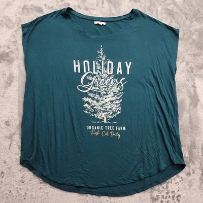 Maurices Top Mujer 1X Cazador Verde Cuello Redondo Pullover Vacaciones Árbol de Navidad Foto 1 de 4