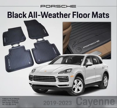 2019-2023 Genuine Porsche Cayenne All-Weather Floor Mats - Black  9Y00448011E0 - Image 1 of 3