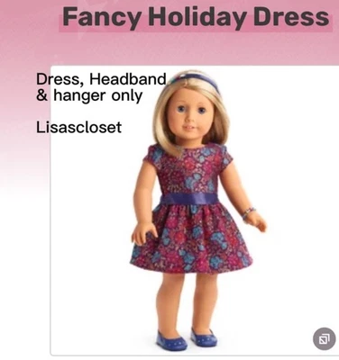 ¡Conocido! ¡Juego incompleto! Vestido de fiesta elegante para muñeca American Girl, diadema, percha Foto 1 de 4
