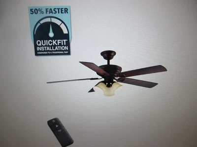 Hampton Bay Campbell 52 in. Indoor LED Mediterranean Bronze Ceiling Fan - Image 1 of 4