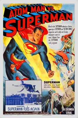 ATOM MAN vs SUPERMAN (1950) - capítulo um - 27"x41" - pôster raro de filme em série! - Imagem 1 de 4