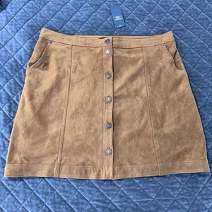 Abercrombie & Fitch Skirt Women XL Faux Suede Button Front Mini High Rise L - Picture 1 of 8
