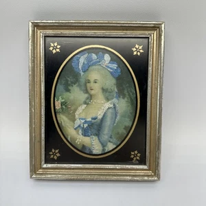 MARIE ANTOINETTE dipinto ad ago incorniciato vittoriano punto ago da appendere a parete vintage - Foto 1 di 16