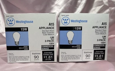 Westinghouse / Appliance / 15 W / Frosted Light Bulbs - 3 Packs /6 Bulbs - Image 1 of 2