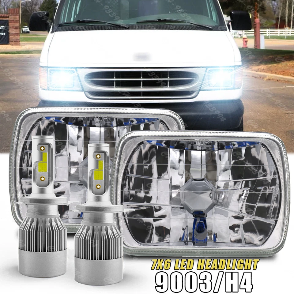 Par de faros LED de haz alto bajo para Ford E-150 Econoline E-250 E-350 7x6" 5X7" Foto 1 de 4