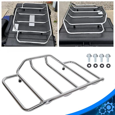 Chrome Tour Luggage Top Rack For Harley  luggage trunk Road King Street Glide - Image 1 of 4