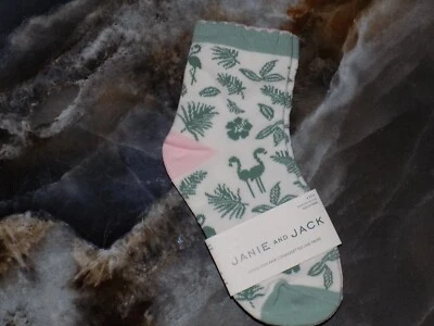 Janie and Jack Tropical Print Scalloped Top Socks Size 4 to 5 Girl's NEW - Image 1 of 3