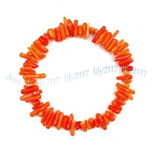 3-10mm Natural Irregular Coral Branch Chip Freefrom Gems Elastic Bracelets 7.5'' - Picture 1 of 17
